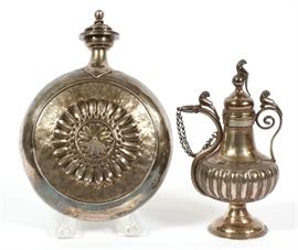 PERSIAN UNMARKED SILVER VESSELS, H 7", W 5 1/2", D 3 1/4" (MEASURES LARGEST)
Lot # 2188 