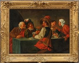 J. FRASCHINI (ITALY 19TH C.), OIL ON CANVAS, H 30", W 40", A GAME OF CARDS
Lot # 2185 