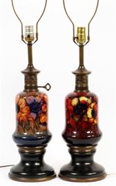 MOORCROFT SINGLE-LIGHT POTTERY LAMPS, PAIR, H 33.5"
Lot # 2199 