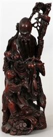 CHINESE CARVED WOOD HOTEI WITH CHILD, C. 1920-1960'S, H 39", W CA. 14", L CA. 13"
Lot # 2286 