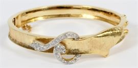 .40CT SINGLE CUT DIAMOND BANGLE BRACELET, 26.6 GRAMS, H 2 1/2", L 2 1/4"
Lot # 2293 