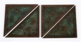 TIFFANY BRONZE AND GLASS "PINE NEEDLE" BLOTTER CORNERS #997 FOUR, L 6''
Lot # 1007 