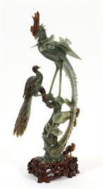 CHINESE JADE SCULPTURE H 13.5" EXOTIC BIRDS ON BRANCH
Lot # 1025 