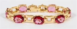 40CT NATURAL PINK RED TOPAZ & 18KT GOLD VINTAGE BRACELET, 33.4 GRAMS, L 6 3/4"
Lot # 1059 
