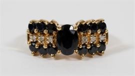 14 KT YELLOW GOLD LADY'S THREE ROW DIAMOND AND SAPPHIRE RING
Lot # 1097 