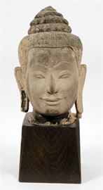 ASIAN CARVED STONE BUDHA HEAD H 21 1/2", W 9 1/2", D 10"
Lot # 1381 