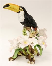 CONNOISSEUR PORCELAIN OF MALVERN, ENGLAND, LIMITED EDITION, PORCELAIN BIRD SCULPTURE, #2/10, H 20", W 16", D 16, "TOUCAN"
Lot # 0005 