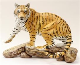 CONNOISSEUR PORCELAIN OF MALVERN, ENGLAND, LIMITED EDITION, BISQUE TIGER SCULPTURE, #11/25, H 20", W 31", D 16"
Lot # 0007 