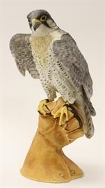 HELEN BOEHM SIGNED, LIMITED EDITION, PORCELAIN FALCON SCULPTURE, 1991, H 17", W 10", D 7", "PEREGRINE FALCON ON A GLOVE", #16
Lot # 0018 