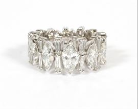 3.20CT MARQUISE & 1.60CT BAGUETTE DIAMOND ETERNITY RING, 9.2 GRAMS, RING SIZE: 3.25
Lot # 0025 