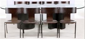 'DONGHIA', GLASS TOP CUSTOM MADE OVAL DINING TABLE & CHAIRS, 9 PCS
Lot # 0043 
