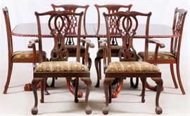 CHIPPENDALE MAHOGANY DINING TABLE & 10 CHAIRS, H 78", W 46", L 72"
Lot # 0109 