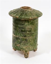 CHINESE EARTHENWARE RICE HOUSE, HAN DYNASTY, H 9 1/2", DIA 7 1/2"
Lot # 0263 