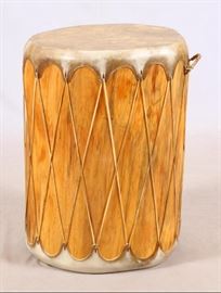 NATIVE AMERICAN 'TAOS' TRIBE, PREMIER SIZE, CARVED TREE TRUNK AND RAWHIDE DRUM, C1900, H 30", DIA 22"
Lot # 0292 