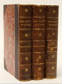 GEORGE ELIOT, VINTAGE BOOKS, 1860 & 1876, 3 VOLUMES, H 8", W 5 1/2", "GEO. ELIOT'S WORKS
Lot # 0338 