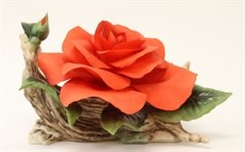 BOEHM, "RED ROSE", PORCELAIN FLOWER SCULPTURE, SIGNED, 1989, H 5", W 7", D 7", "40TH ANNIVERSARY ROSE", F-274
Lot # 0187 