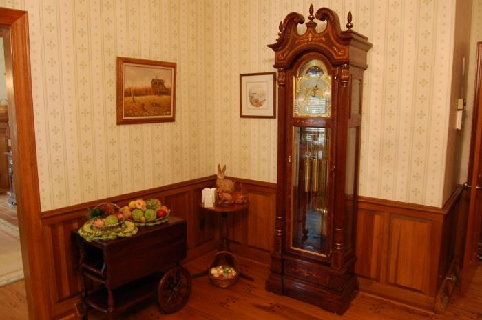 Grandfather clock & Tea Cart