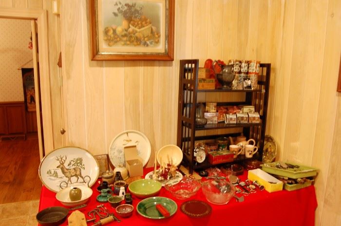 all kinds of pottery and tins