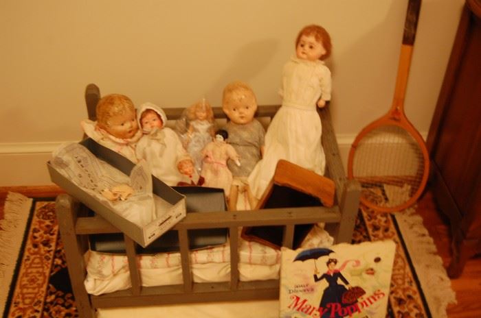old dolls, moved to living room