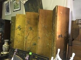 Circa 1850 handprinted rice paper screen