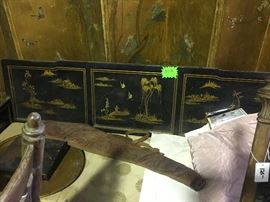 Antique chinese lacquered settee