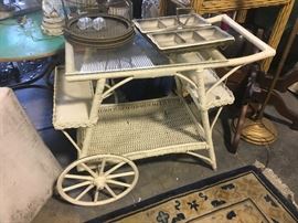 wicker tea cart