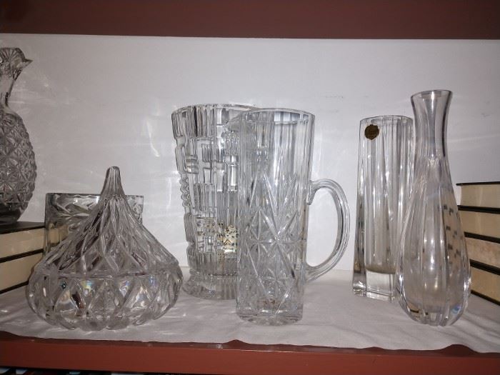 Assortment of Glassware and Crystal vases some signed