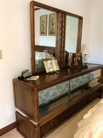 Mid Century Modern double mirror dresser with mirrored drawers