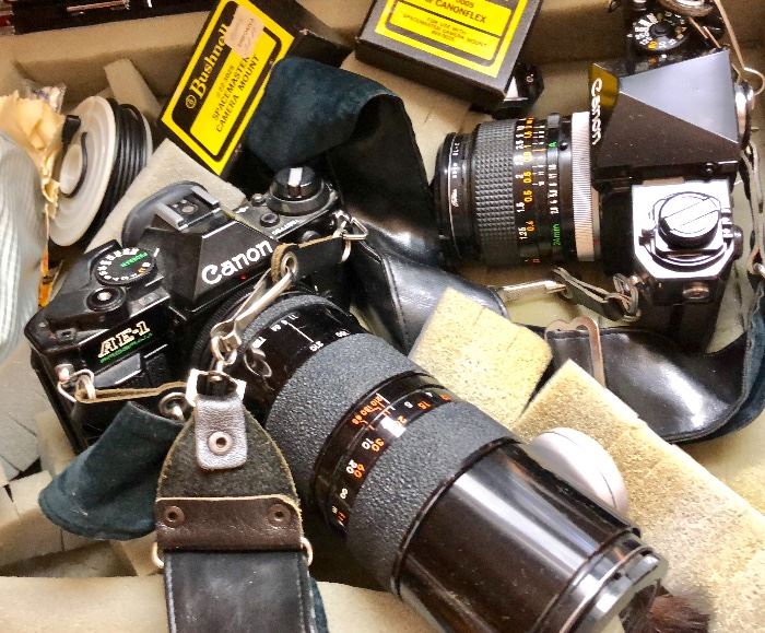 Various Canon 35mm Cameras and lenses