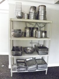 Restauran Stainless steel divider well pans and rounds.   ********$3 to $5 each**********.   Heavy Duty free standing shelving 48" x 16"   ********$25 each**********Call Now for immediate appointment.  (760) 975-5483    (760) 445-8571