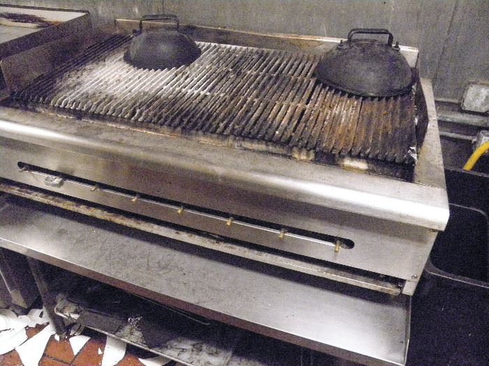 Front view ....48 inch gas charbroiler....from working kitchen   *********$350*********  Call now for immediate appointment to come and purchase.  (760) 975-5483          (760)  445-8571