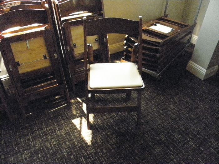 20 Wood Folding Chairs and 4 wheel cart for same.  Chairs *****$10 each*****  Dolly  $40.   Call for appointment.   (760) 975-5483