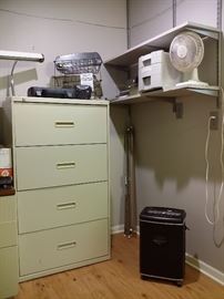 Filing cabinet, office supplies