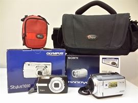 Olympus Stylus 1010 camera, Sony Handycam 60x Optical