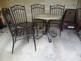 Patio table & chairs, firebox