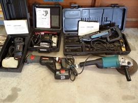 Craftsman 6" electric sander-polisher, Craftsman Auto Scroller Saw, Craftsman Electronic Reciprocating Saw, Craftsman Reciprocating Saw, Makita Angle Grinder