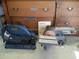 GMC Metal Cutting Chop Saw, Craftsman belt/disc Sander