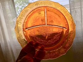 Depression Carnival/amber grill plate (set of 4)