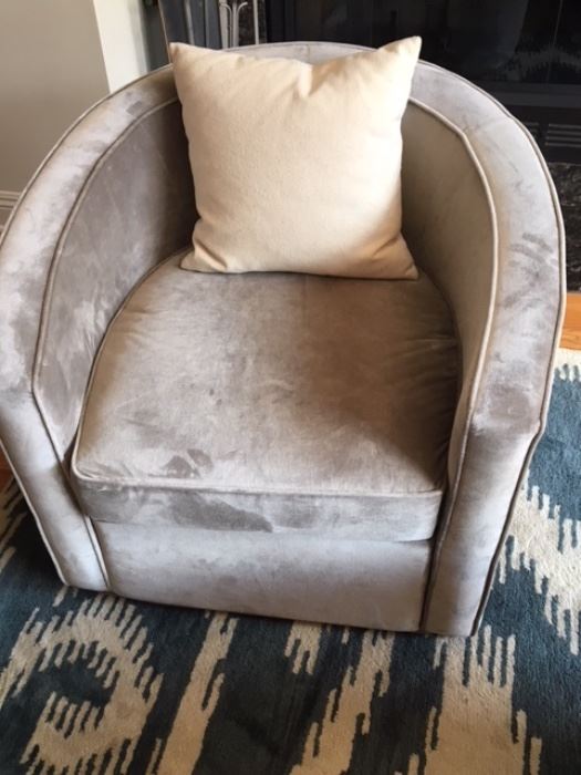 grey velvet club chair