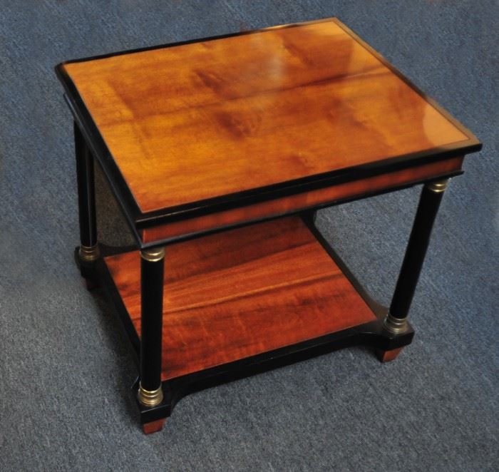 Century wood end table with black & gold trim