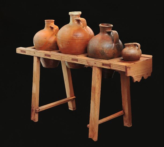 Antique pottery & potting bench