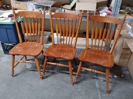Set of 3 Tell City Wood Dining Chairs