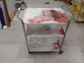 Vintage Enamel Utility Cart.