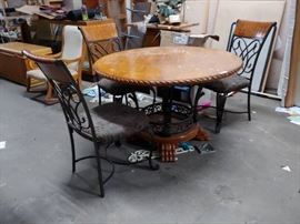 Wood and Wrought Iron Dining Set