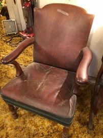 Heavy Duty Antique Leather Arm Chair.