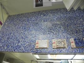 Vitrazzo Blue Recycled Glass Countertop 107" x 30". 