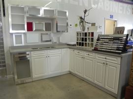 White, Stainless and Grey Kitchen-Ceasar Stone Top, Franke Sink - 92" x 91".  
