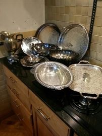 Silver Plate Trays, Bowls , Pewter