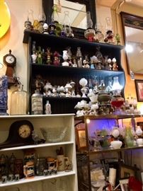 Miniature Oil Lamps, Clocks, Decanters, Wall Mirrors and Display Shelving...all must go!