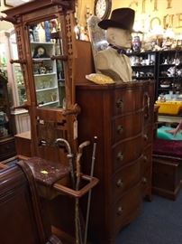 Vintage Hall Tree, Walking Canes, Fabulous Chest of Drawers...they don't make them this well any  more! Grab it while you can!